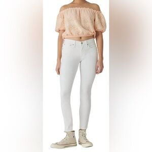 NEW Lucky Brand Jeans Womens 4/27 Ava Mid Rise Skinny Ankle Chenille Denim White